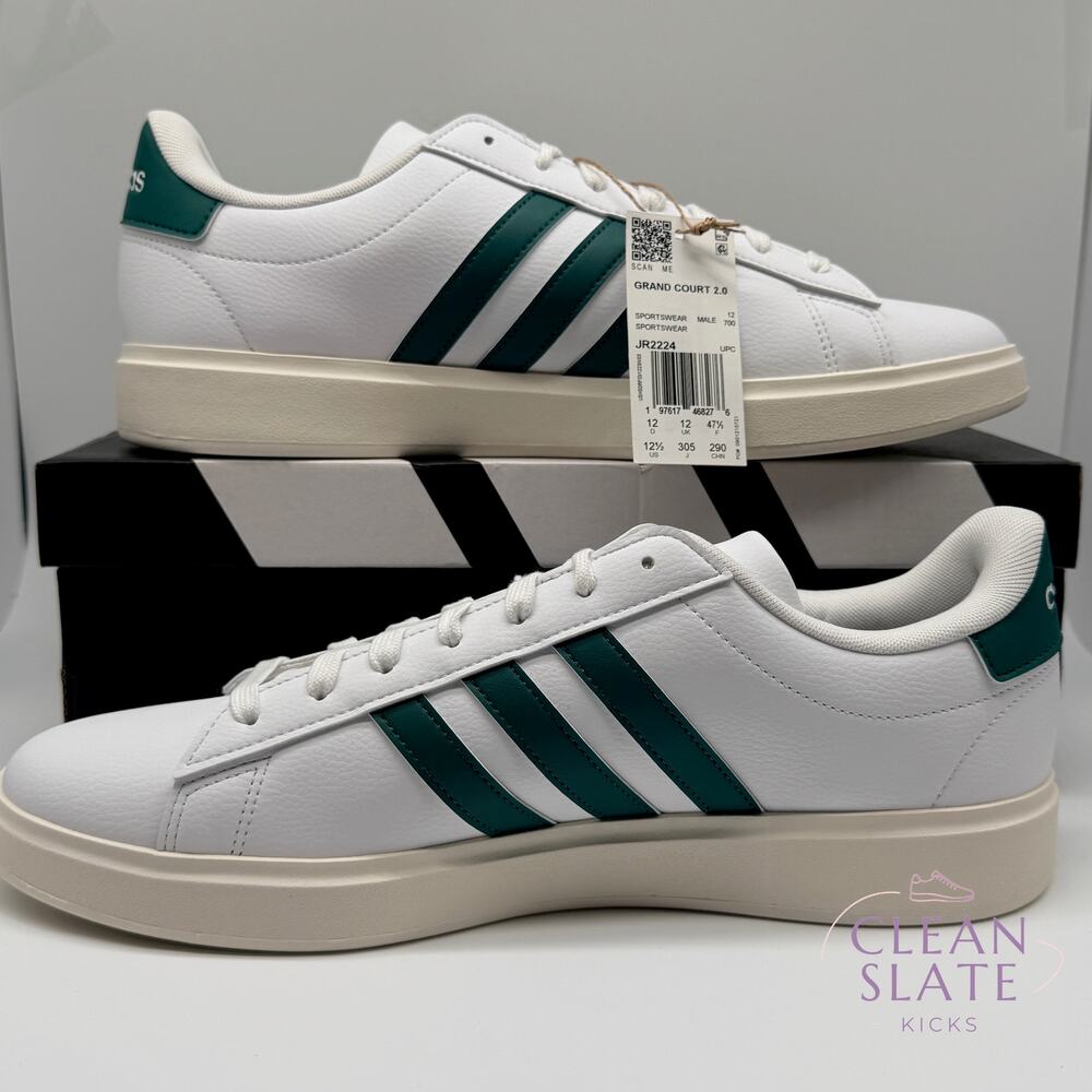 Adidas Grand Court 2.0 JR2224 White Collegiate Green Men's 12.5